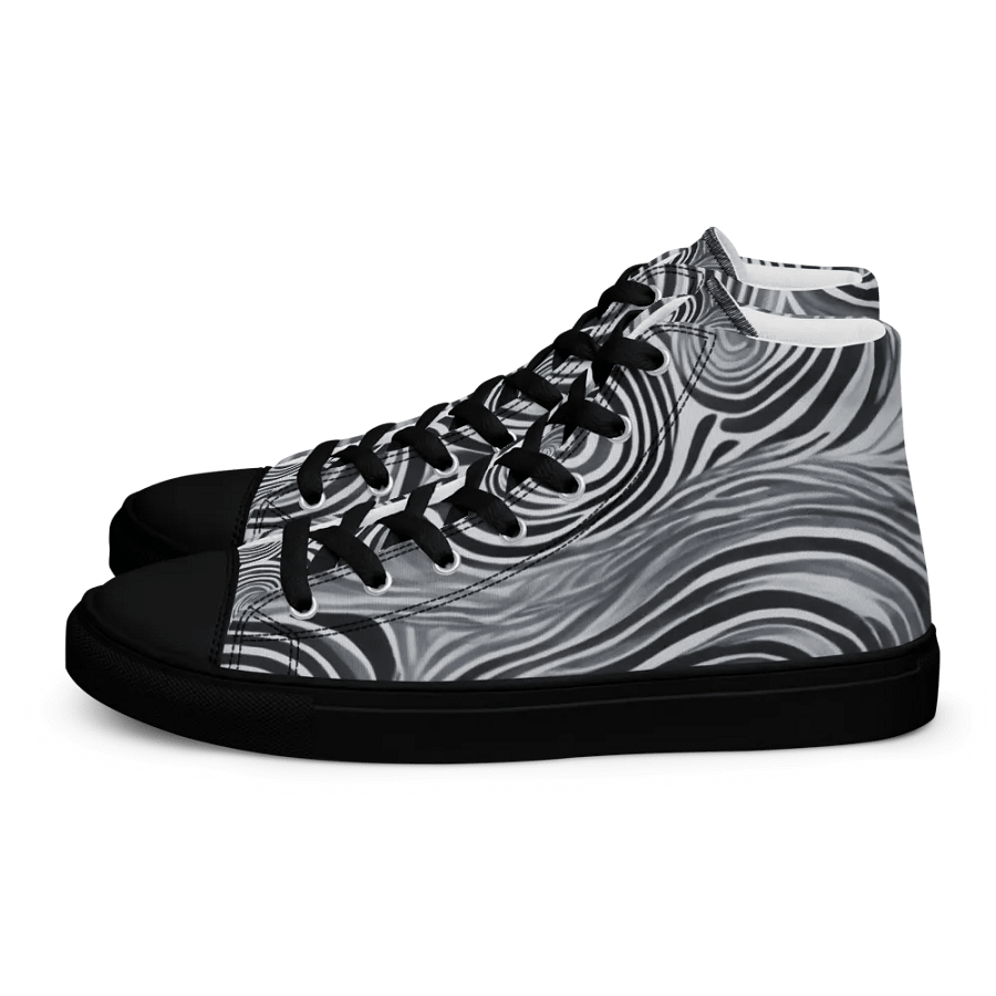 Funky Black and White Noir Liquid Tie-Dye Women's High-Top Canvas Shoes product image (2)