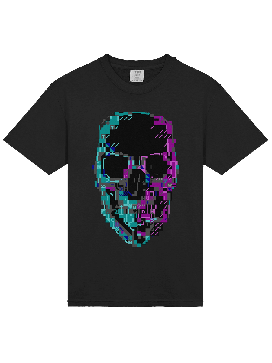 Cyberpunk ASCII Glitch Skull T-Shirt product image (19)