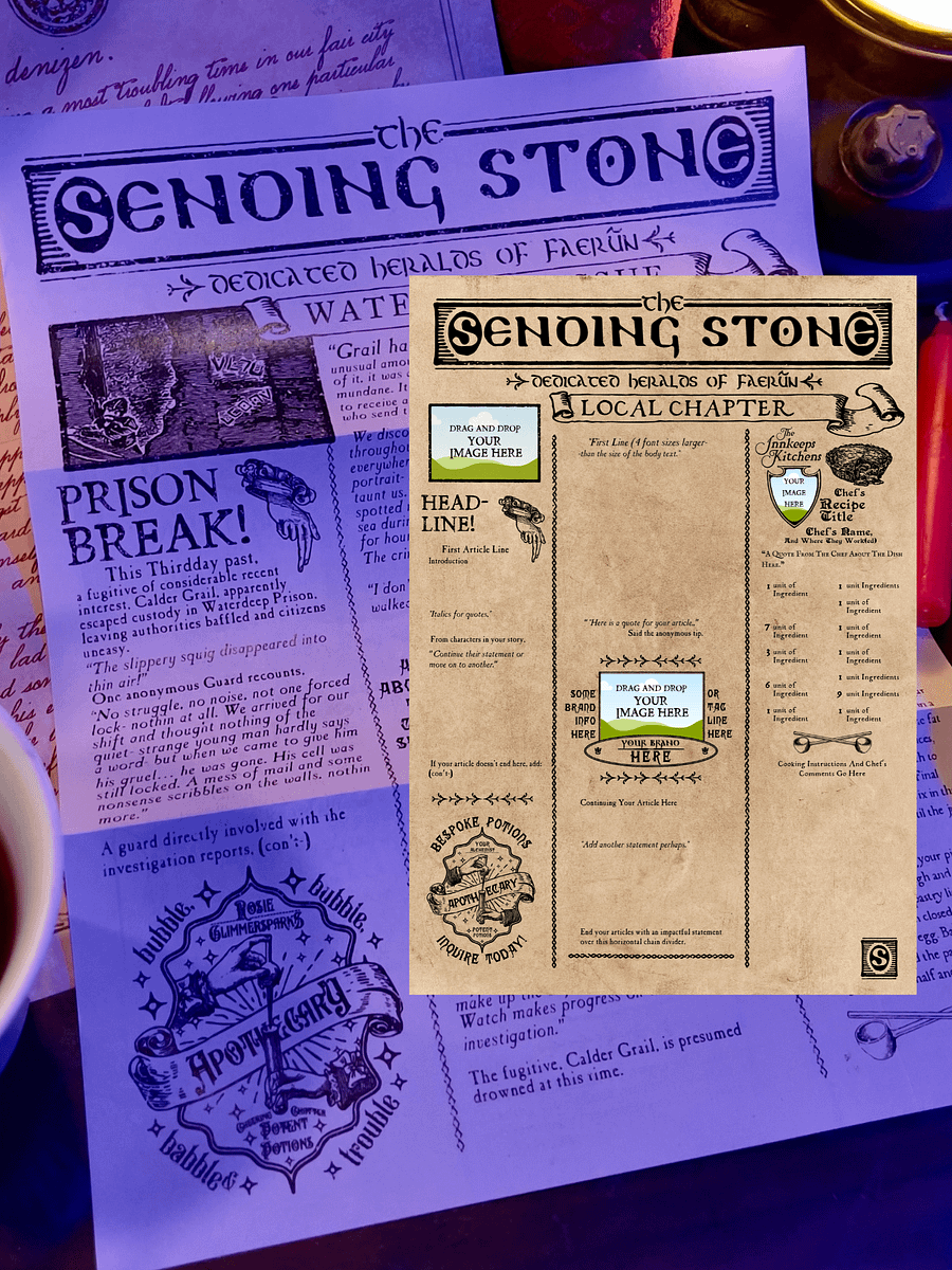 Editable Fantasy Newspaper Template - "The Sending Stone" product image (5)
