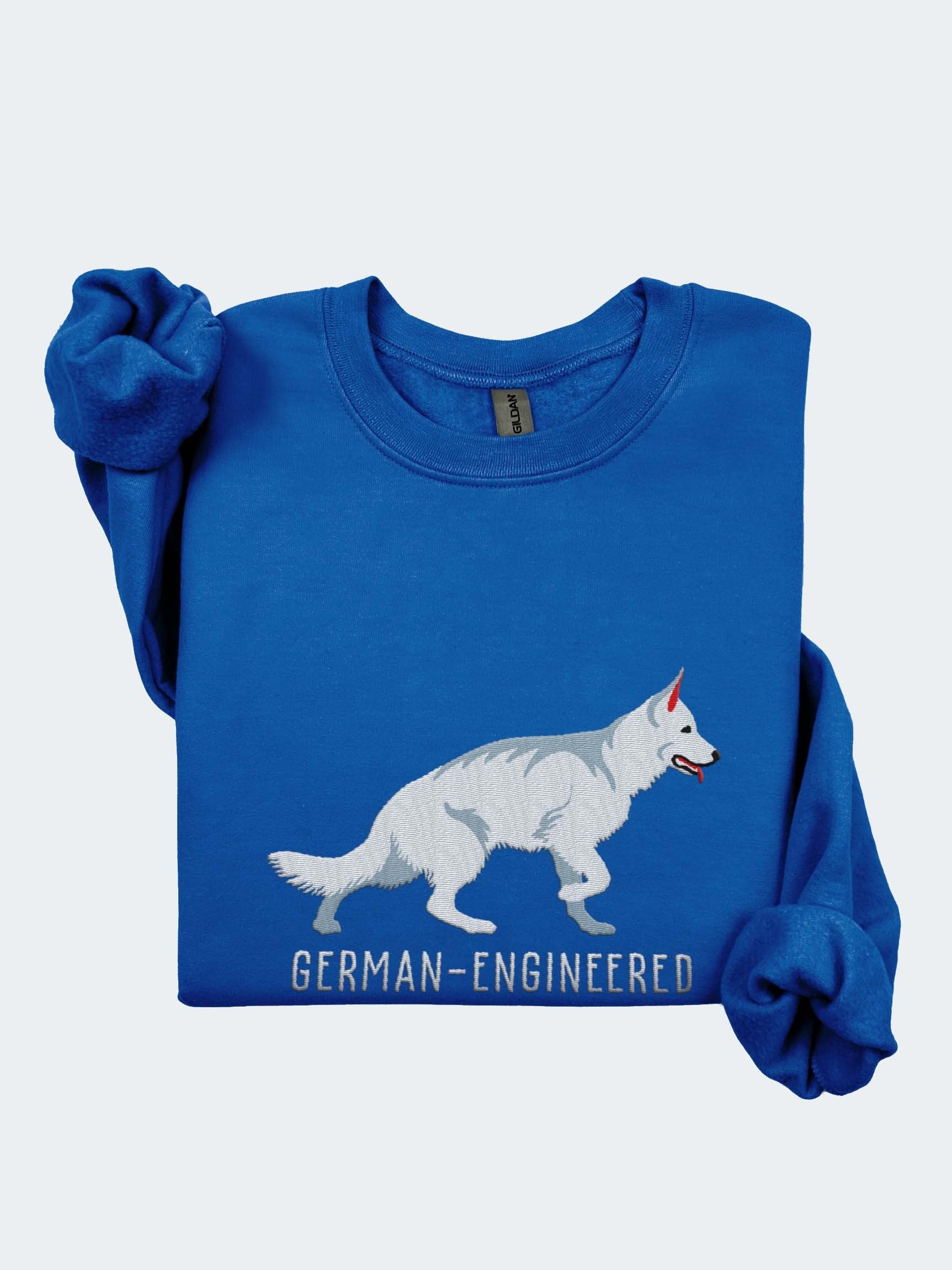 German-Engineered Sweatshirt (Embroidered) of a German Shepherd(White) product image (1)