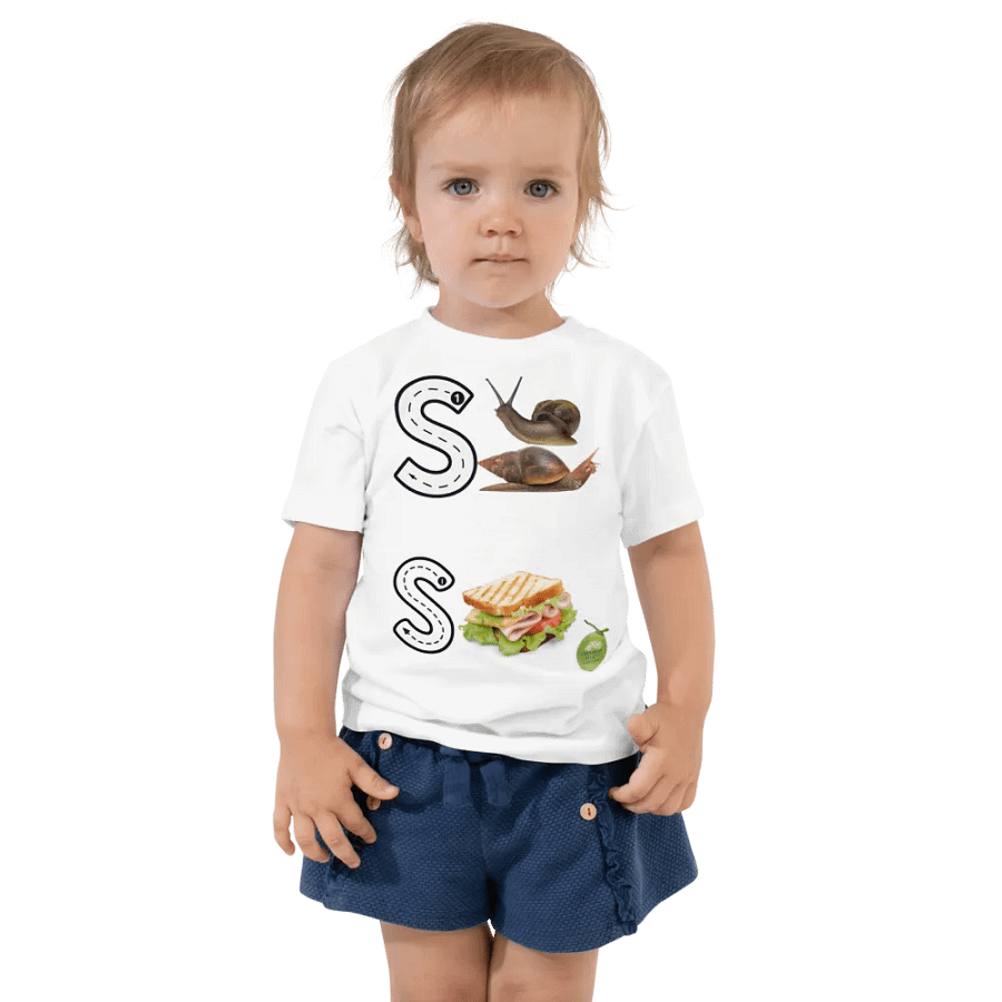 JoBeths' Toddler's White Tee👚 Alphabet Write Ss 📝 A-Z product image (4)