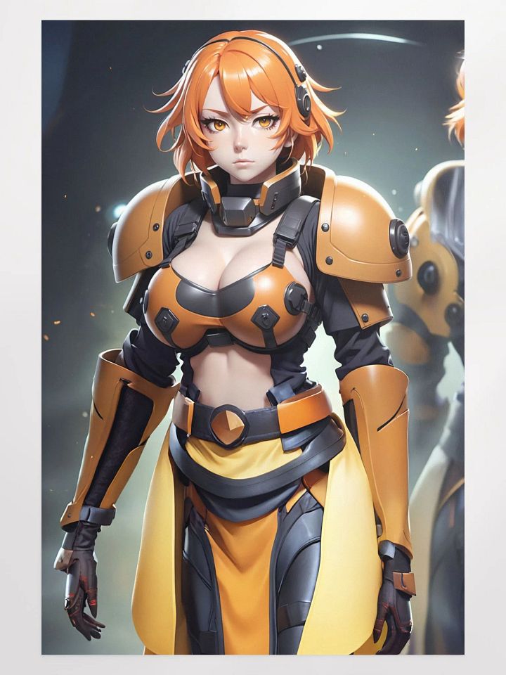 Futuristic Battle Suit Orange Hair Poster product image (1)