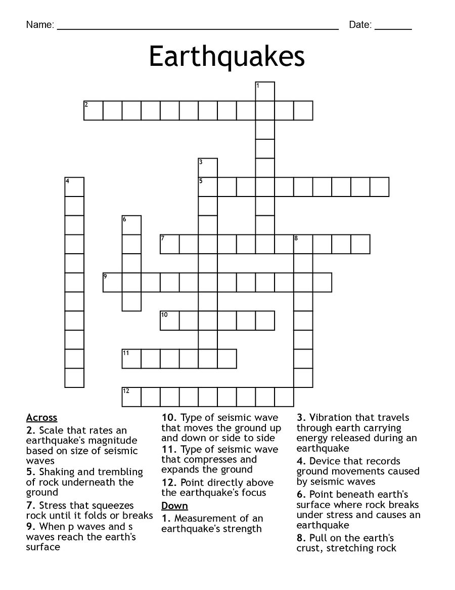 Earthquakes Crossword Puzzle product image (3)