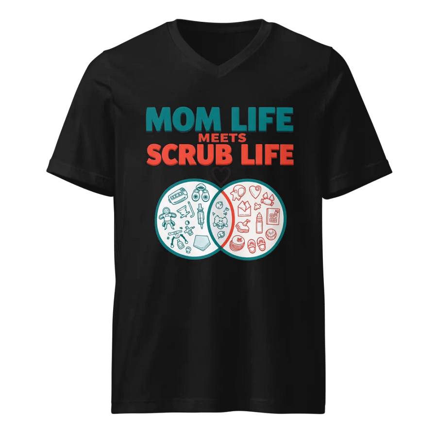Mom Life Meets Scrub Life V-Neck Tee product image (1)
