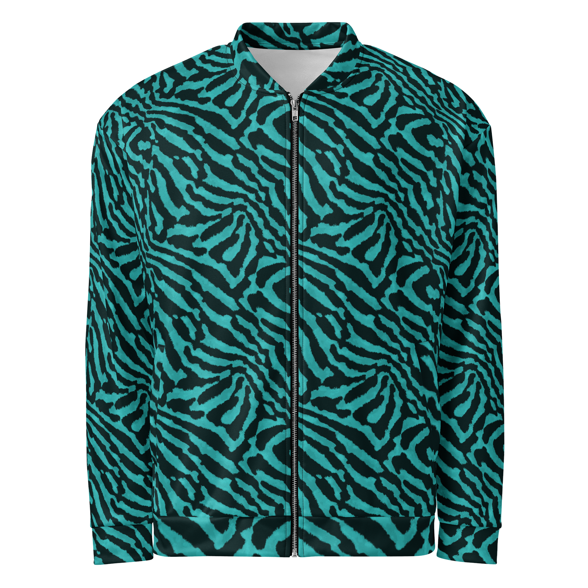 Teal Zebra Bomber Jacket product image (1)