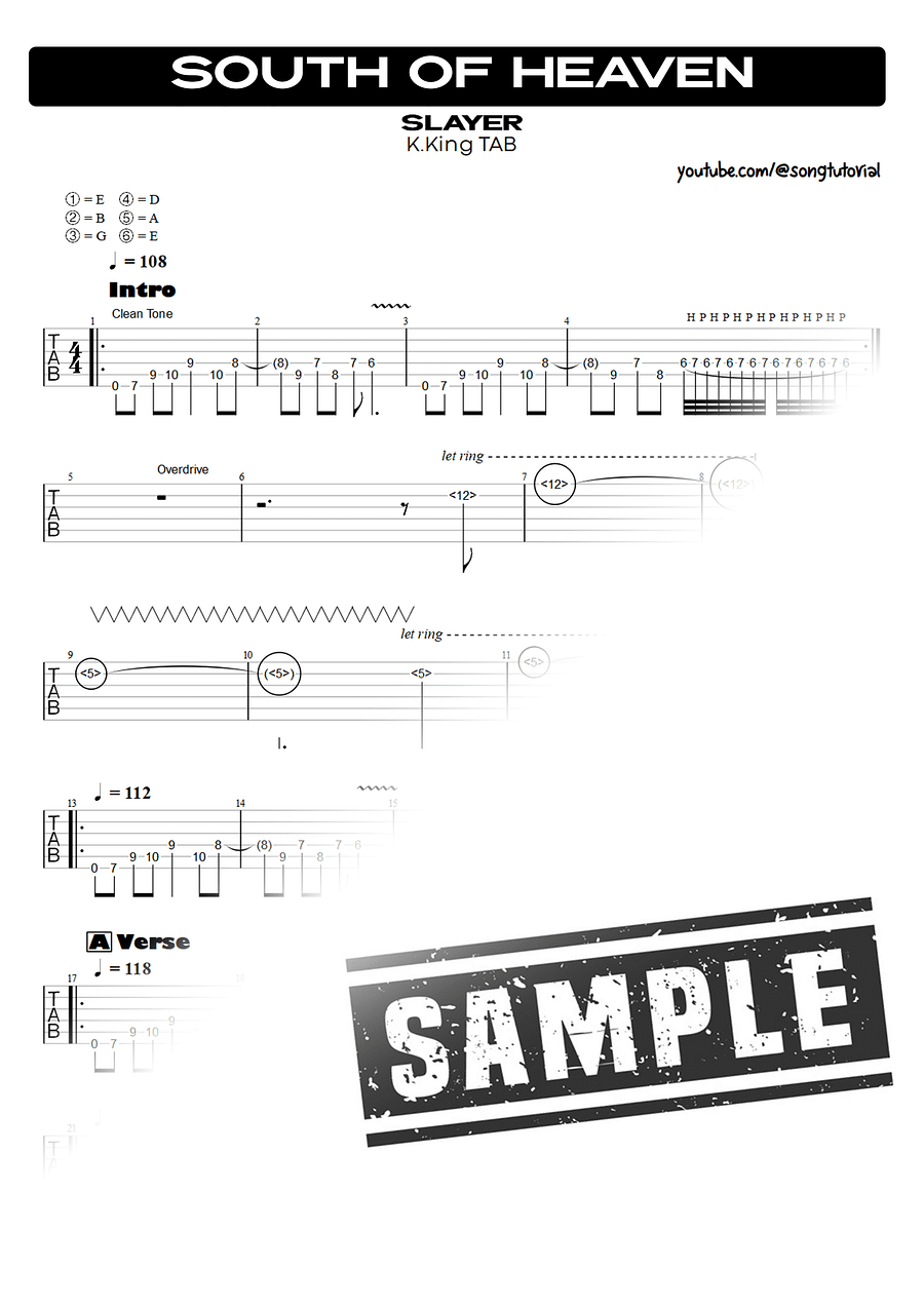 South of Heaven PDF TAB + Backing Track MP3 product image (2)