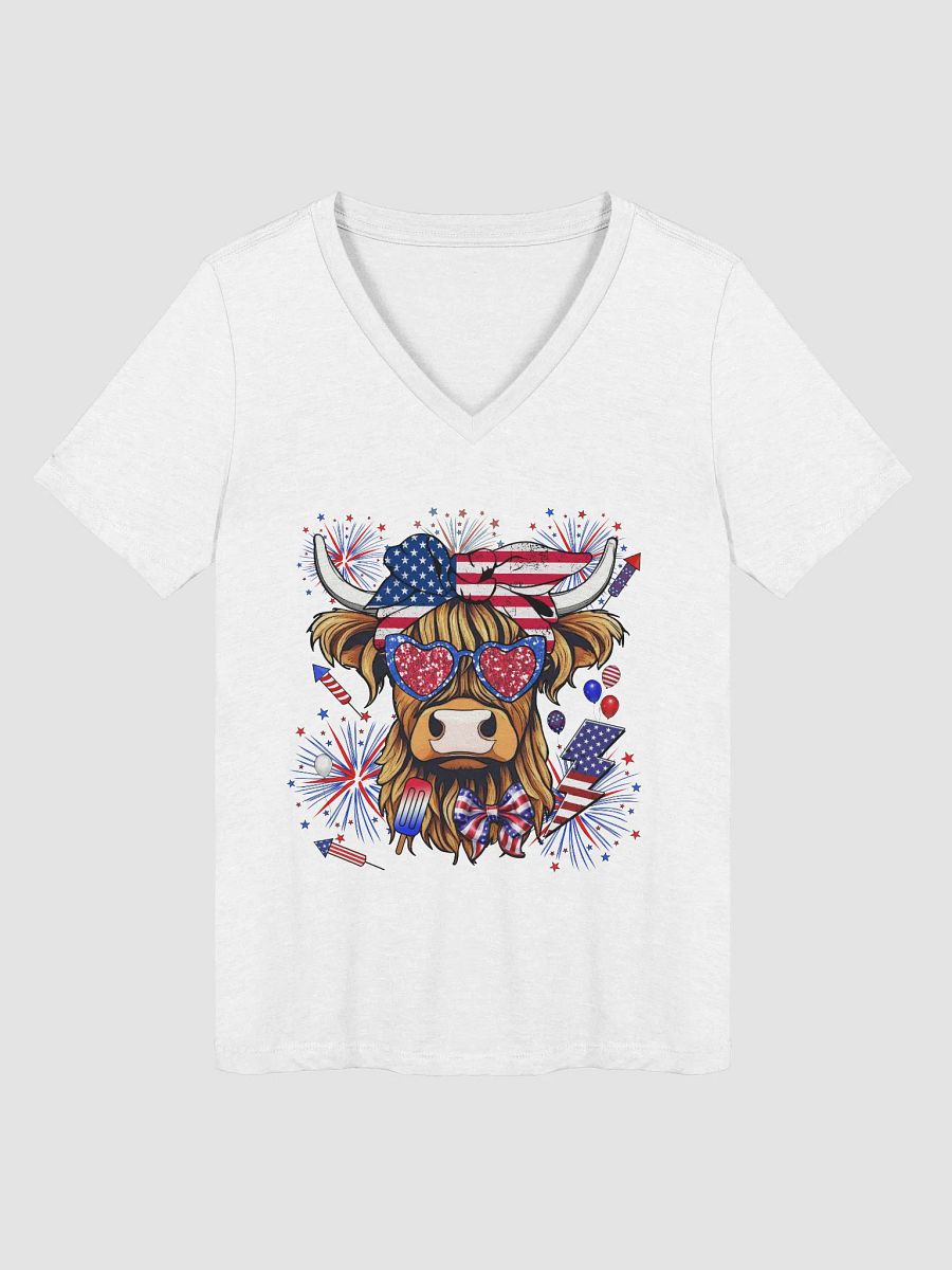Ladies Highland Coo July 4th V-Neck product image (3)