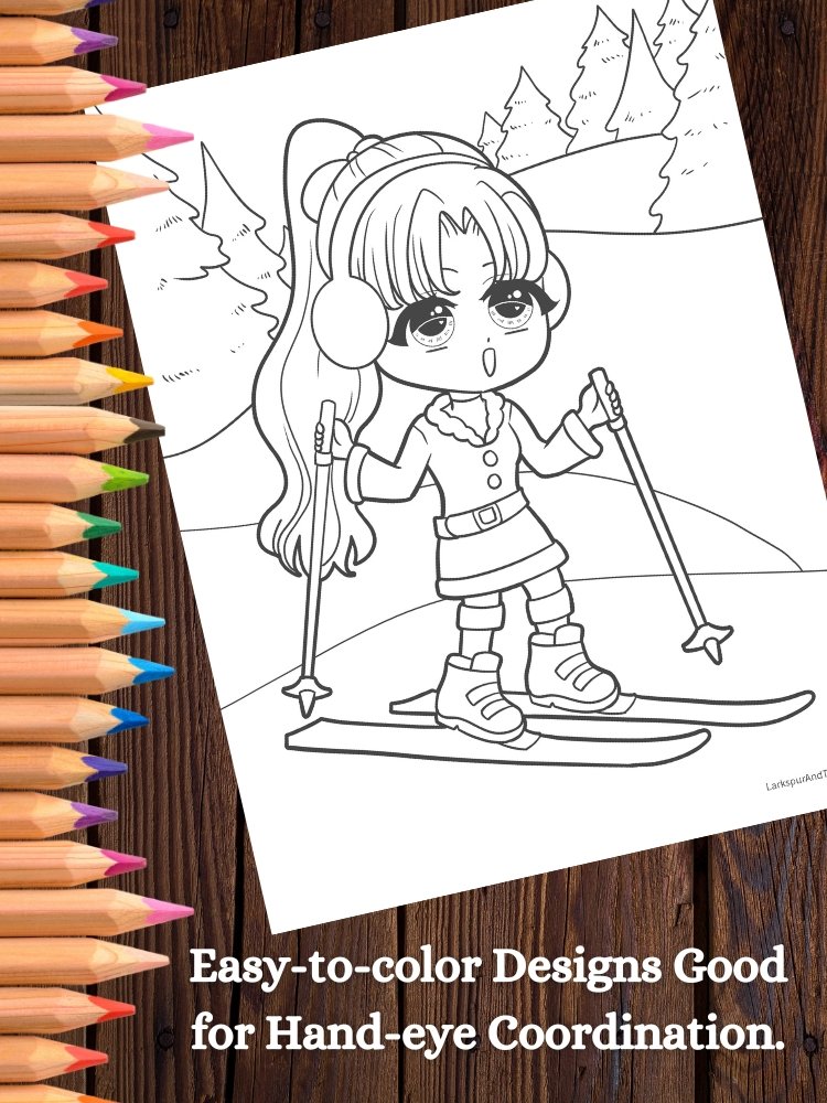 Chibi Girls Christmas Coloring Pages for Kids product image (6)
