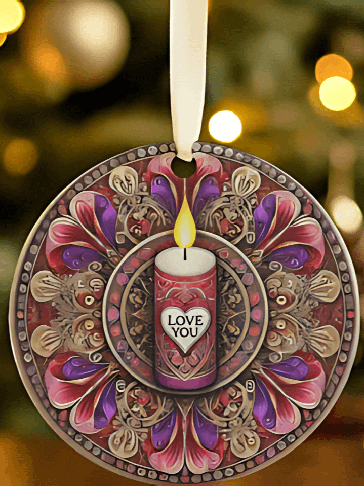 Love Candle Valentine Ornament Sublimation Design – high-quality 300 DPI PNG digital download product image (1)