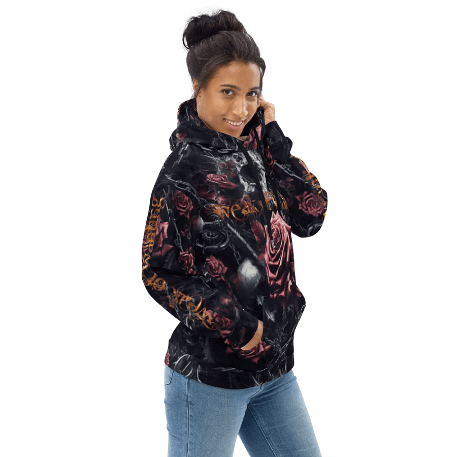 Weak Of Wanting Gothic Skull & Roses Fire Logo Hoodie (Front, Back & Sleeve Print) product image (3)