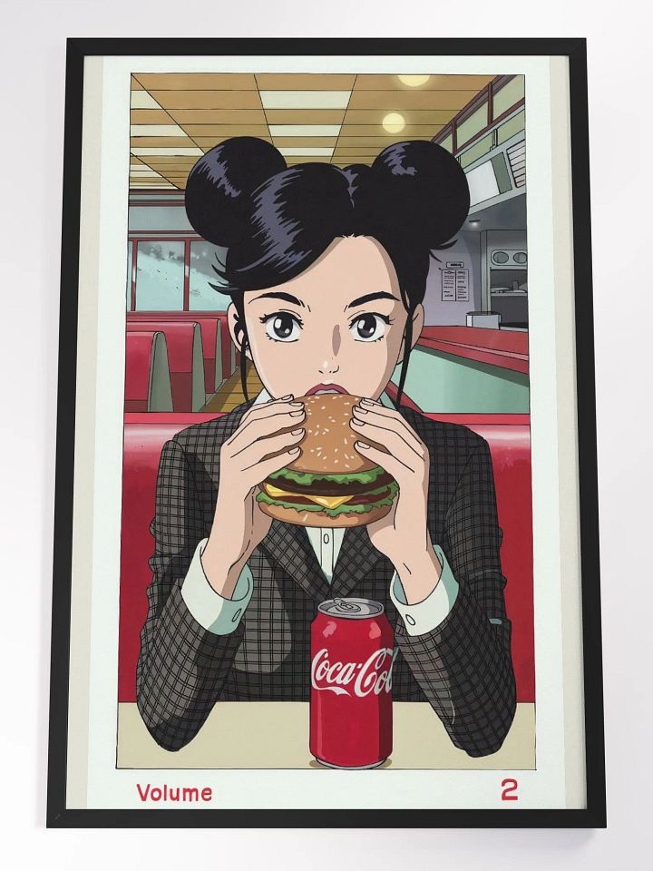 Anime Diner Vibes - Burger & Soda Classic Framed High-Quality Matte Poster product image (1)