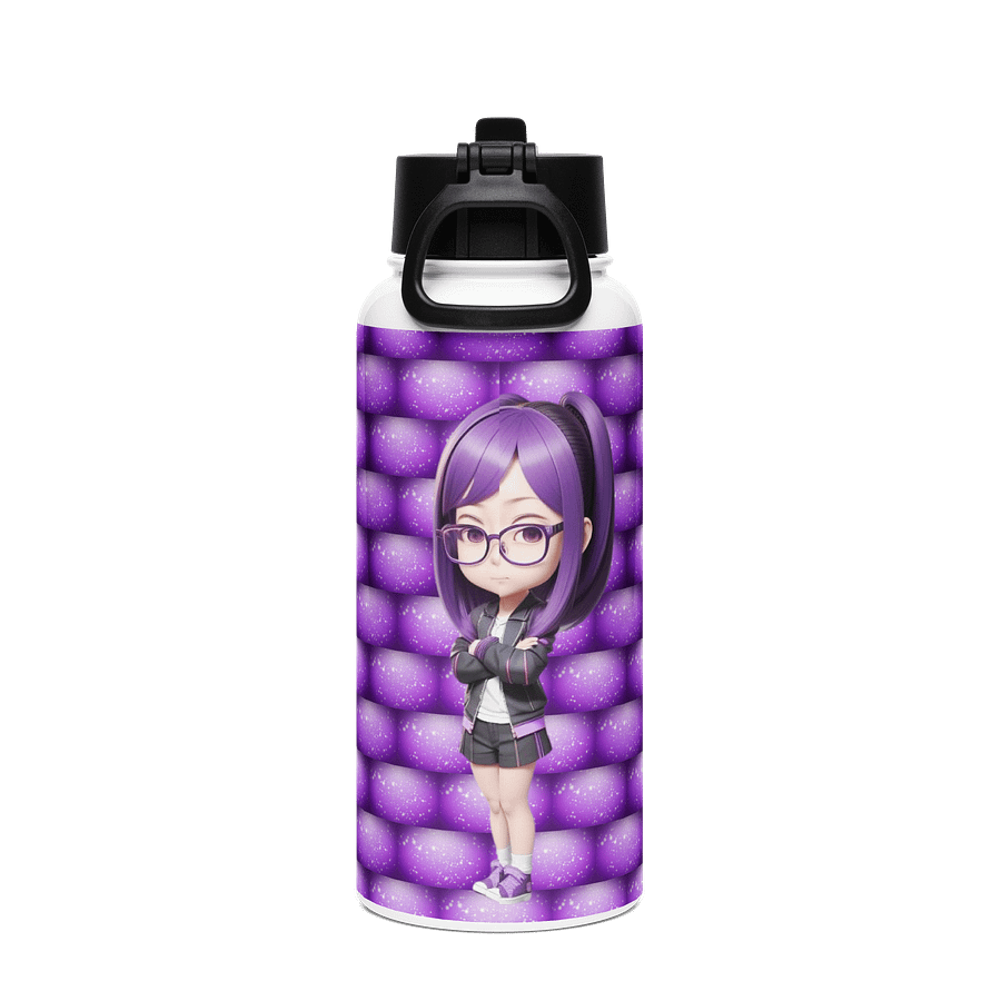 (PURPLE CHIBI) K Stainless Steel Water Bottle with a Straw Lid product image (2)