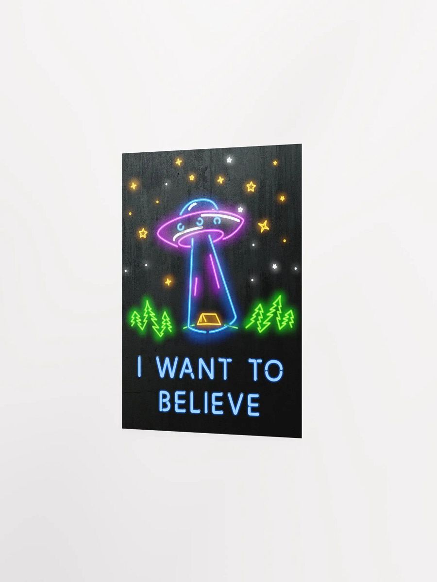 I want to believe / X-Files poster. Neon version — sci-fi poster, movie poster, space art print product image (7)