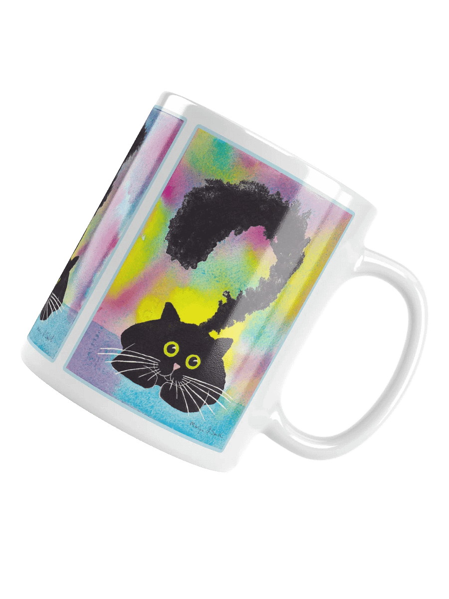 Black Kitty Coming to Full Attention on White Ceramic Mug product image (6)