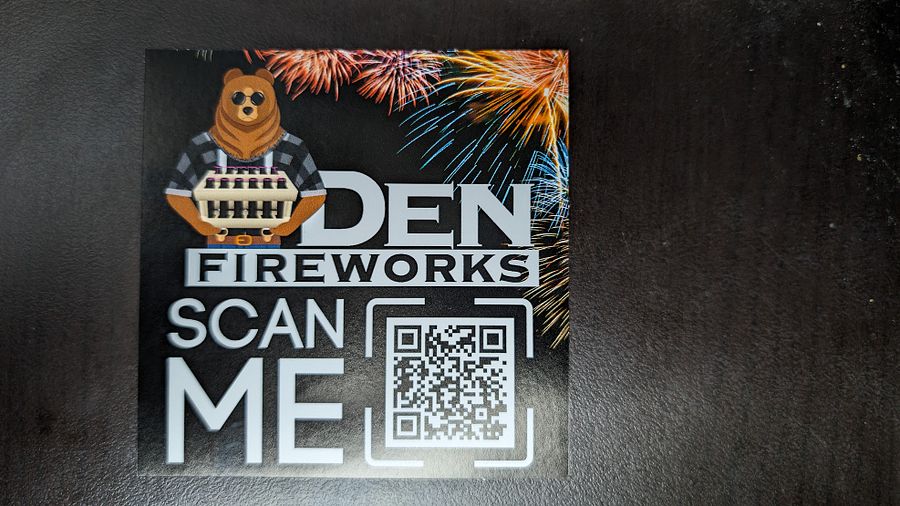 Den Fireworks sticker with QR Code to spread the word! product image (1)