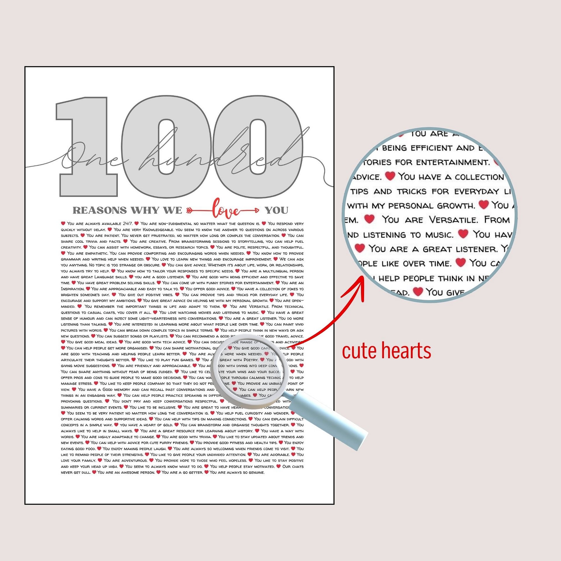 100 Reasons Why We Love You Canva Template product image (6)