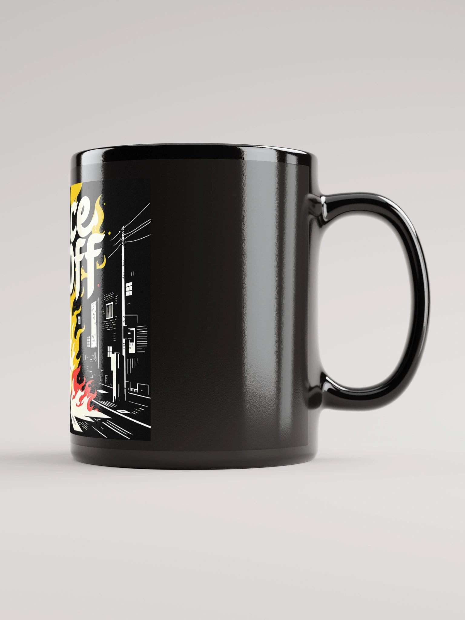 Burnin’ Dance | 'Dance It Off' Flame Art Black Glossy Mug product image (1)