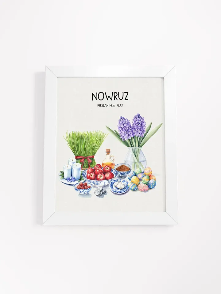 Nowruz Blessings Framed Poster, Nowruz Watercolor Art, Haft-sin Table, Persian New Year, Persian Art product image (57)