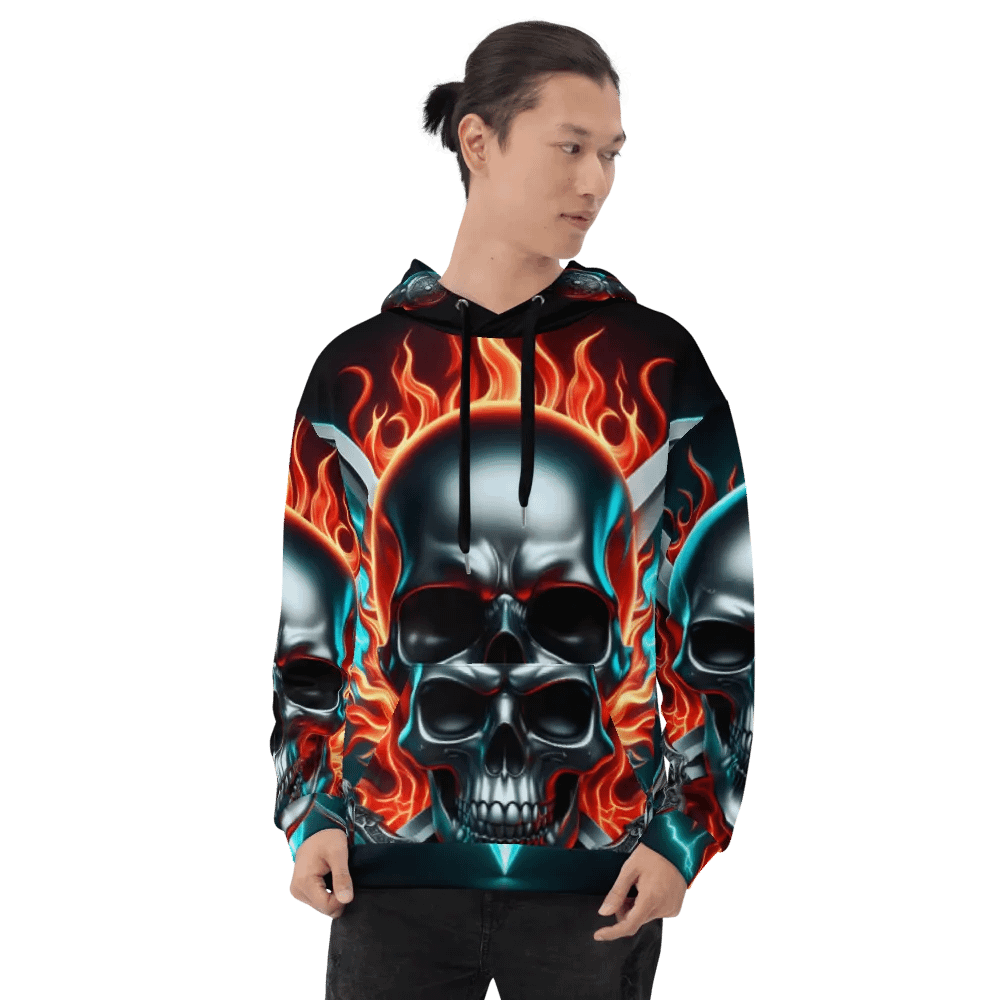 Fierce Skull All-Over Hoodie - Unisex Skull Hoodie #34 product image (8)