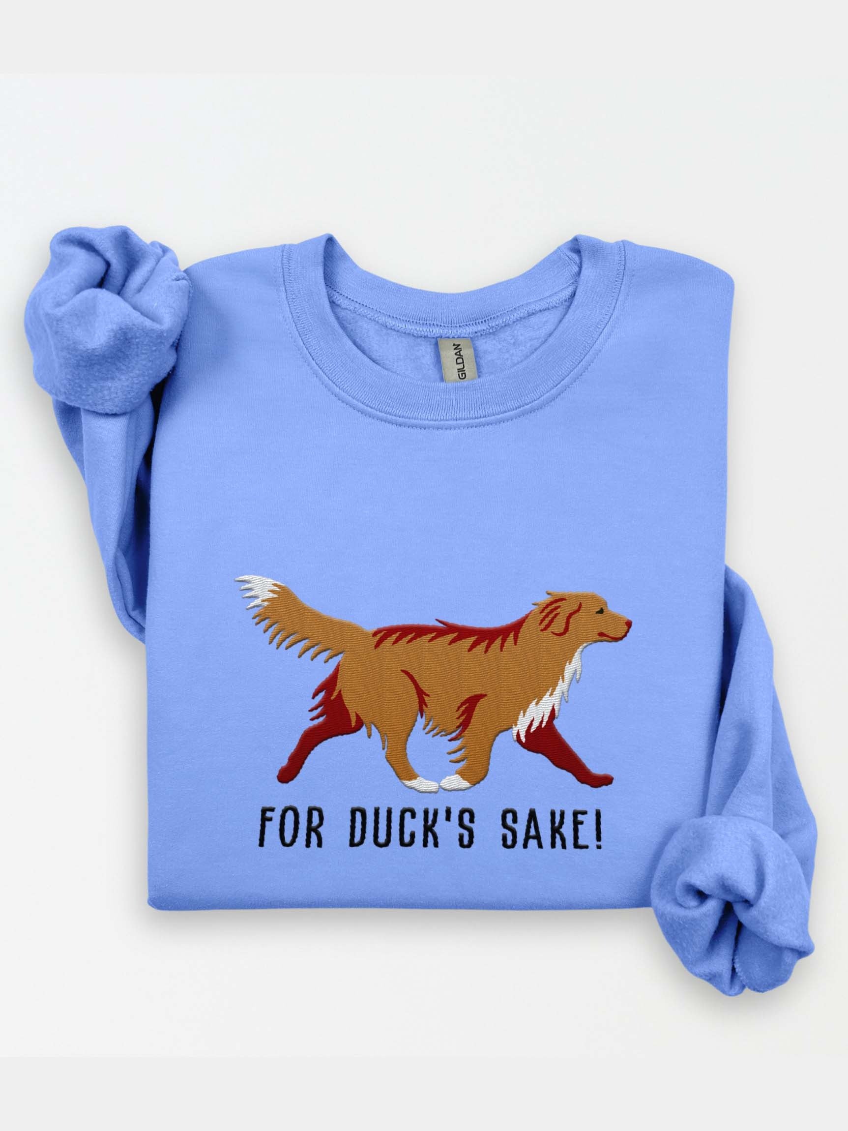 For Duck's Sake! Sweatshirt (Embroidered) of a Nova Scotia Duck Tolling Retriever(Tan) product image (1)