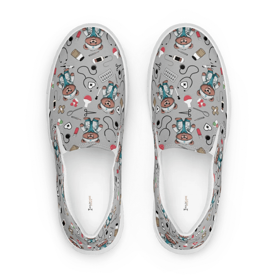 Cute Medical Bears Slip-On Canvas Shoes (Grey) product image (5)