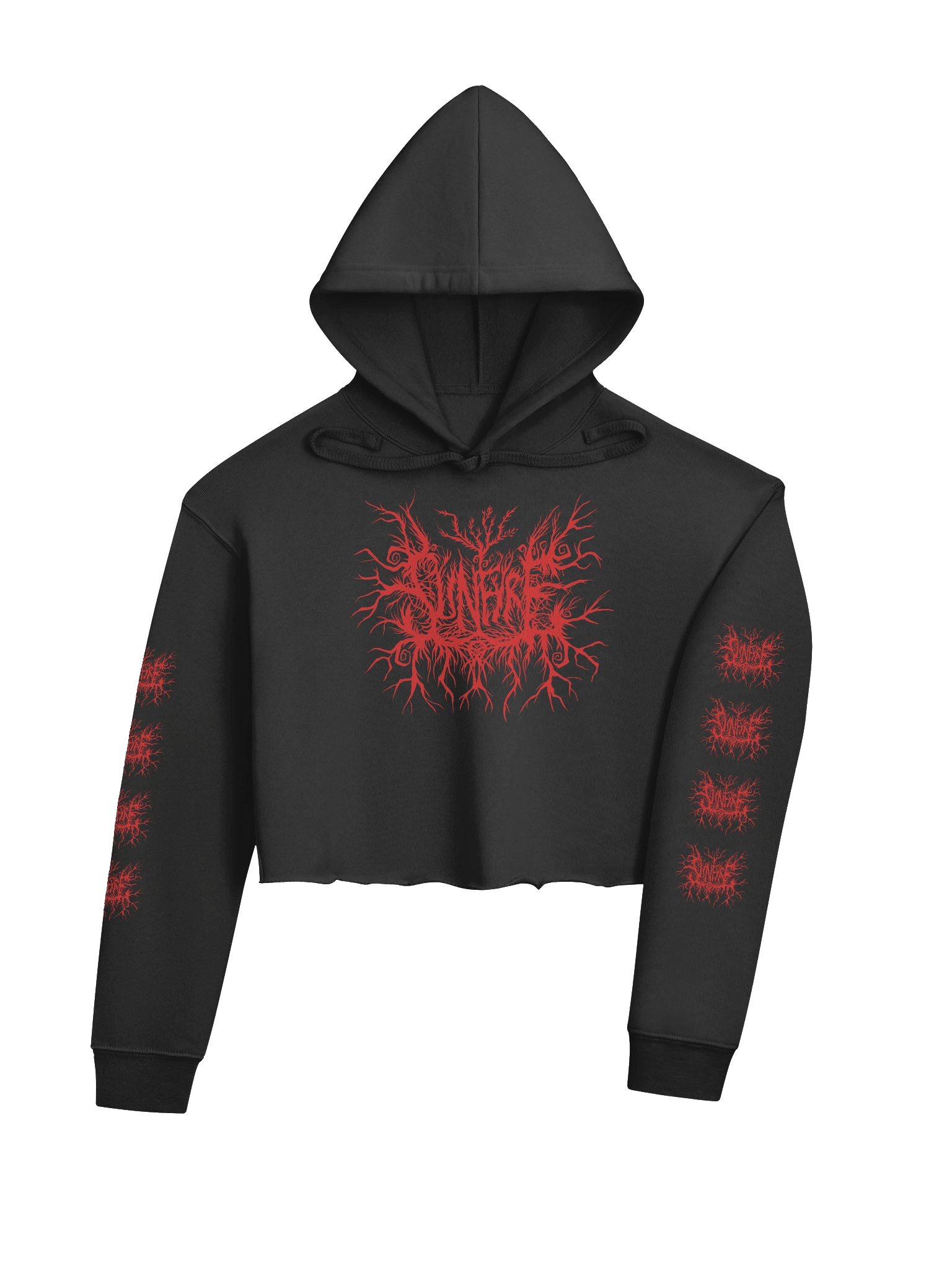 Sunfyre Red Metal Logo Crop Hoodie product image (4)