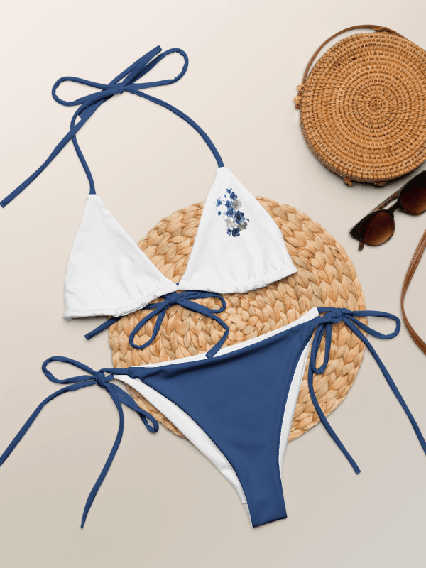 Low Rise Cheeky String Bikini With Blue Bottoms product image (1)