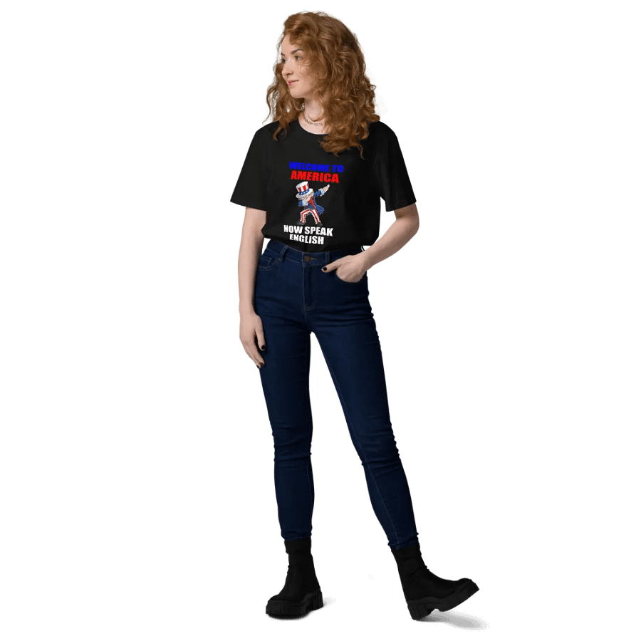 WELCOME TO AMERICA NOW SPEAK ENGLISH FUNNY GREETING SHIRT product image (8)