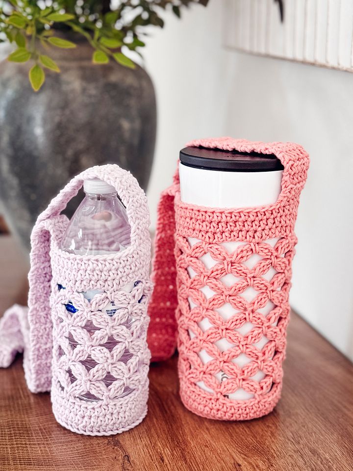 Circle Leaf Crochet Water Bottle Holder Pattern product image (1)