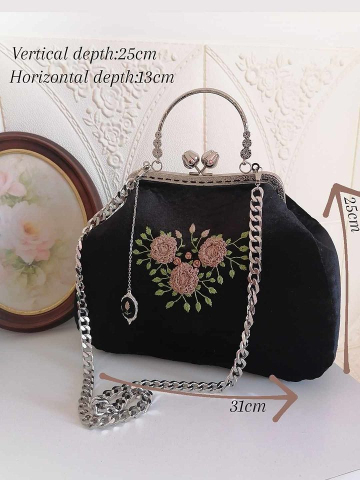 Black velvet with Brown flowers product image (1)