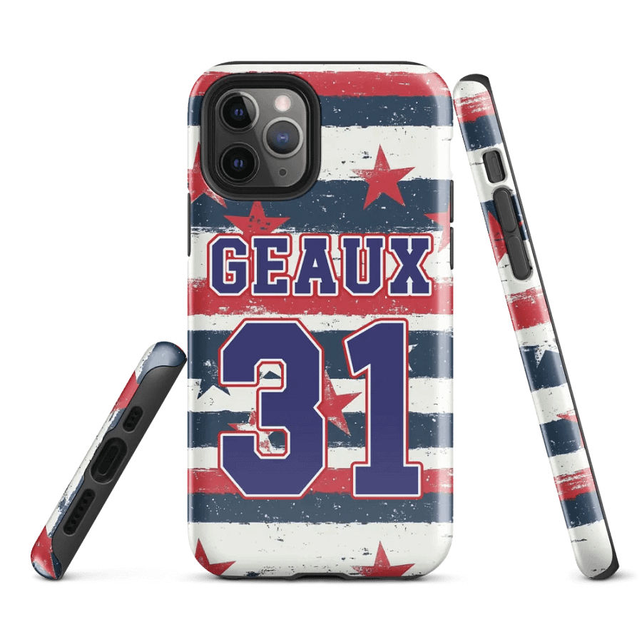 Geaux 31 - Vintage Stars & Stripes Pattern iPhone Layered Case product image (2)