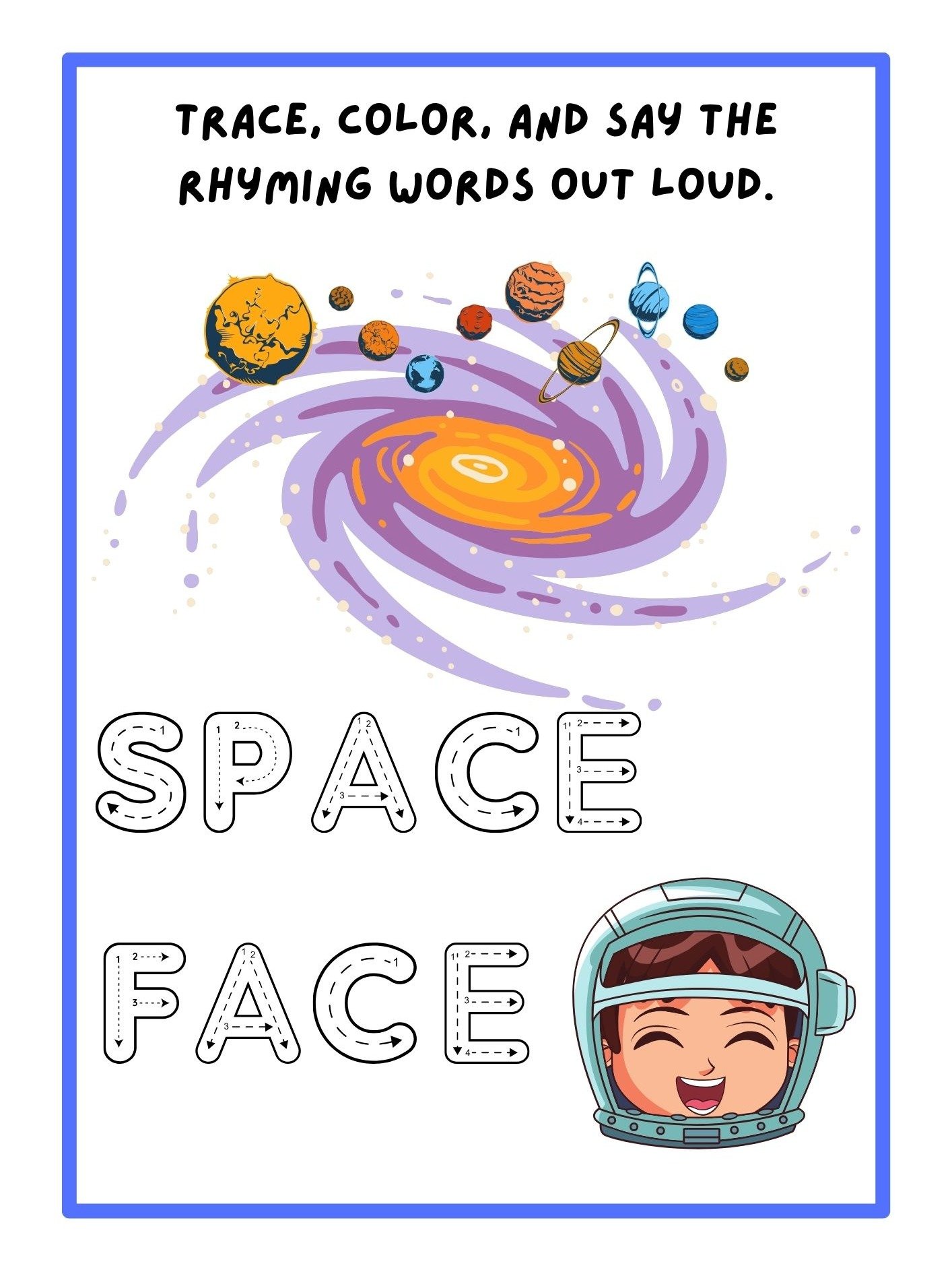 Galaxy Tracing & Rhyming Fun Worksheets product image (3)