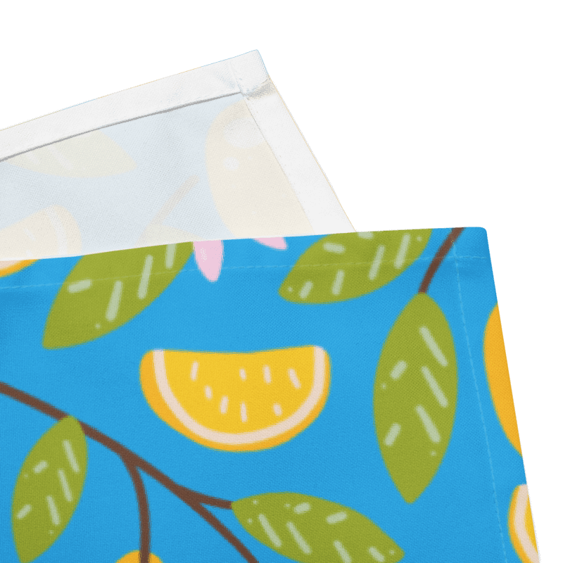 Lemon Blossom Cloth Napkin Set of 4 | Blue Background with Pink Flowers | Reusable & Sustainable product image (4)