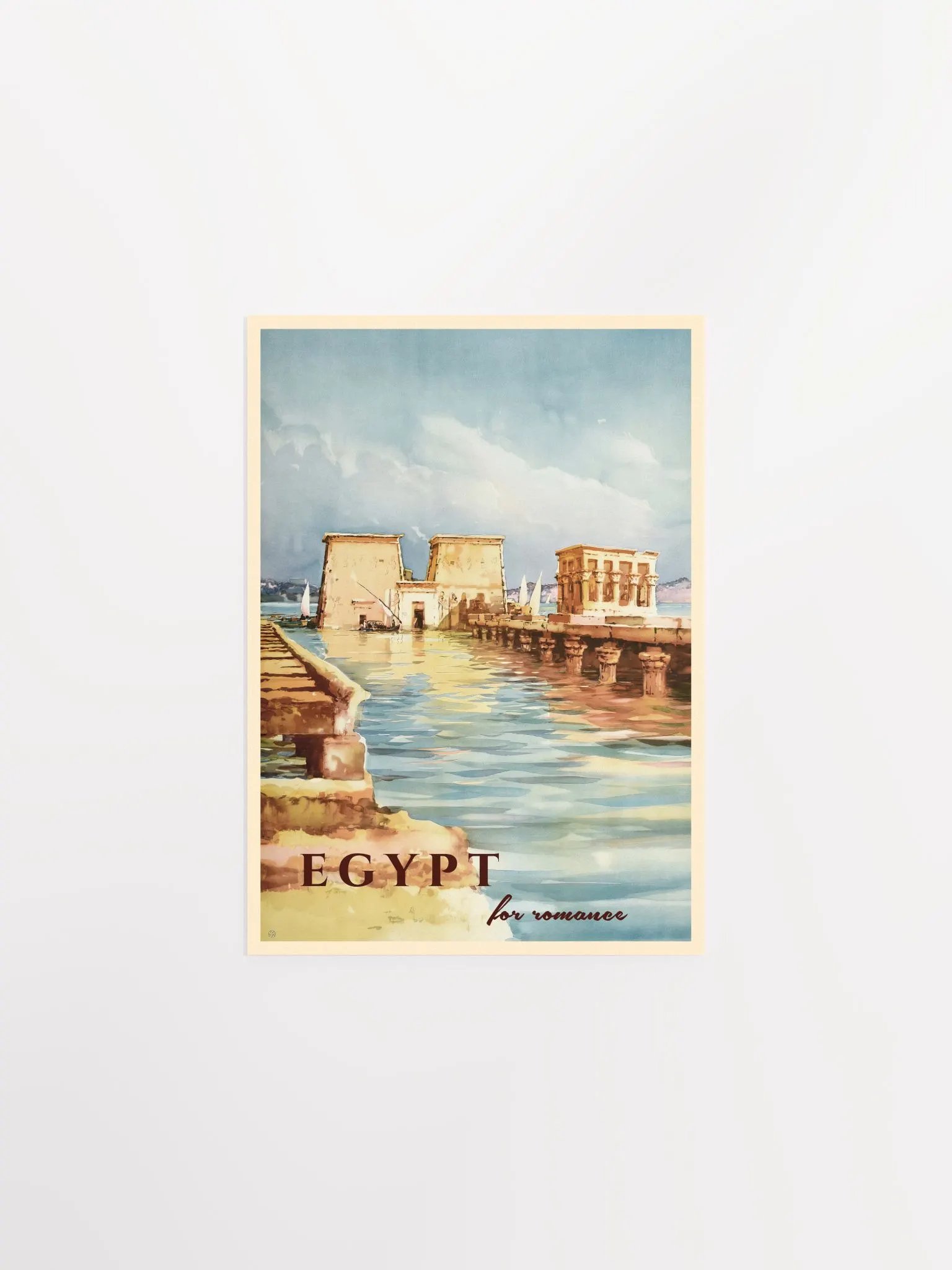 Egypt for romance, 1950s (River Nile, Felucca Boats) — retro vintage travel poster, retro travel art, retro travel wall art product image (6)