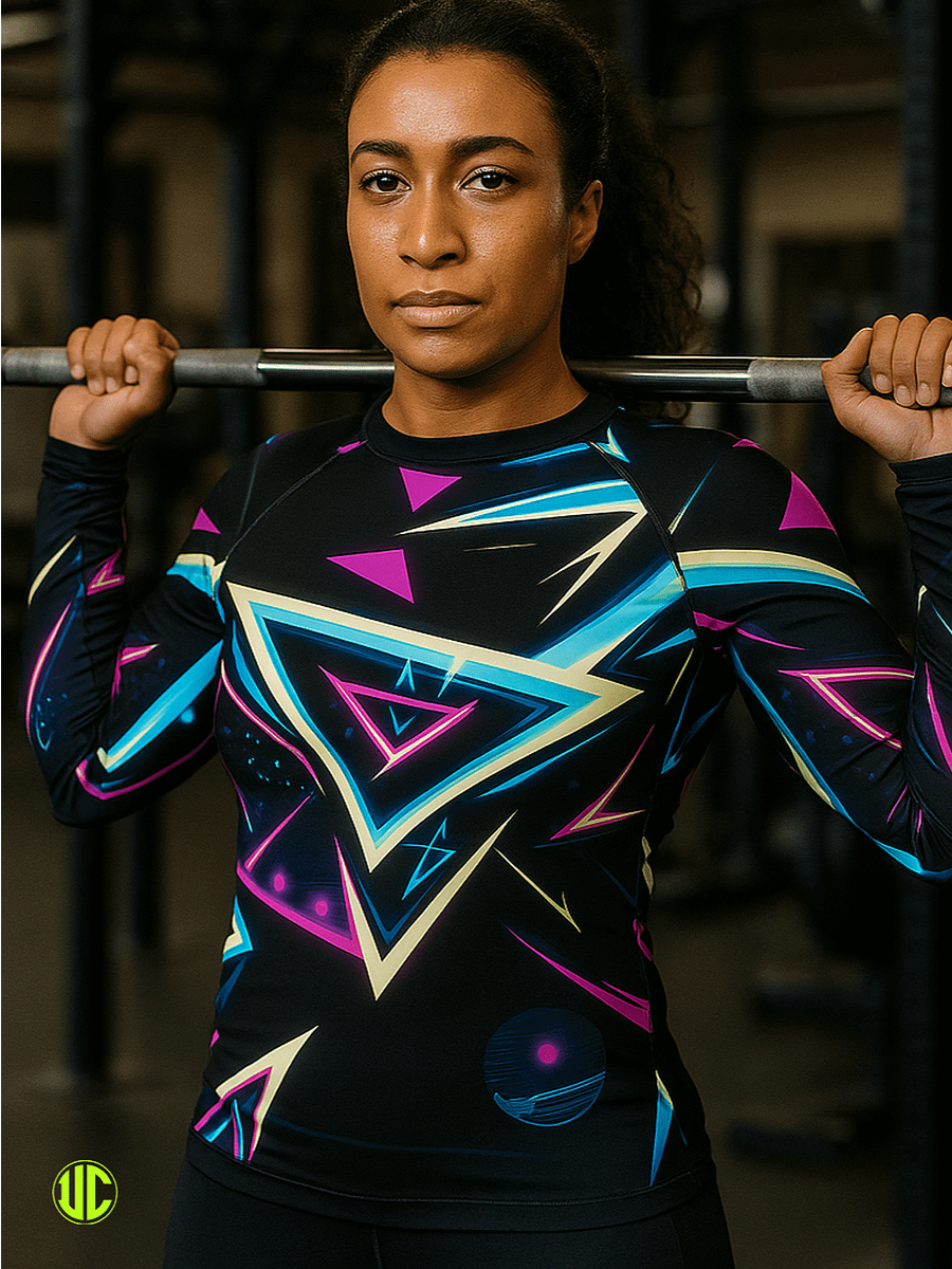Electric ’80s Neon – Women’s Rash Guard product image (7)
