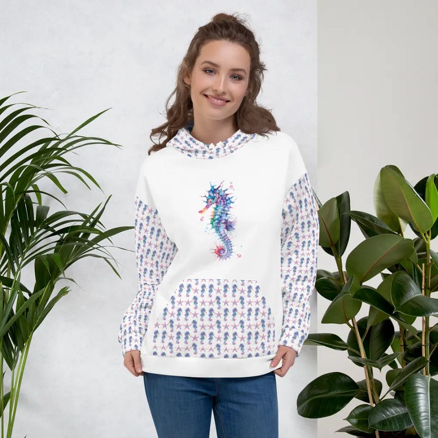 Vibrant Watercolour Seahorse Dreams Hoodie product image (7)
