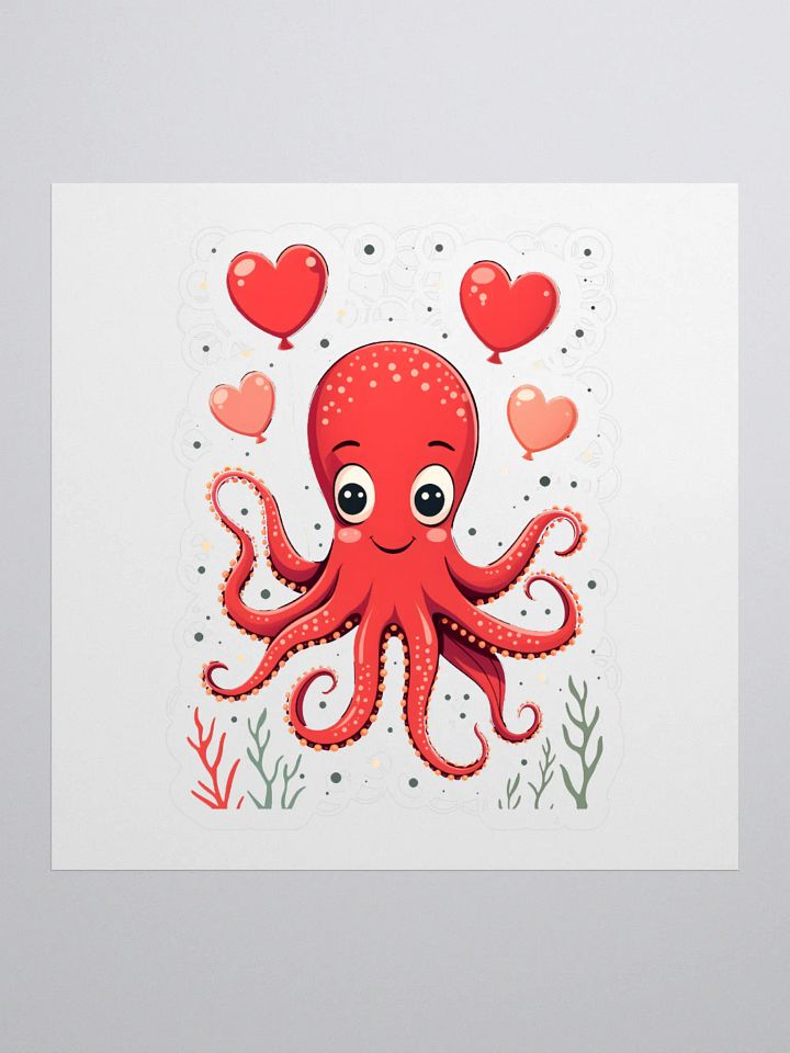 Cheerful Octopus-Hearts Balloons Stickers product image (1)