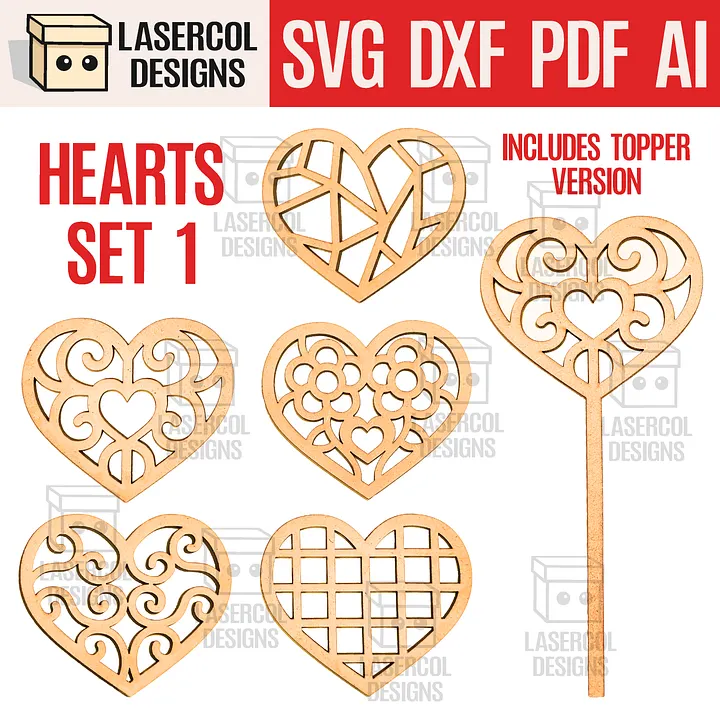 Hearts Set 1 - Laser Cut Files product image (1)