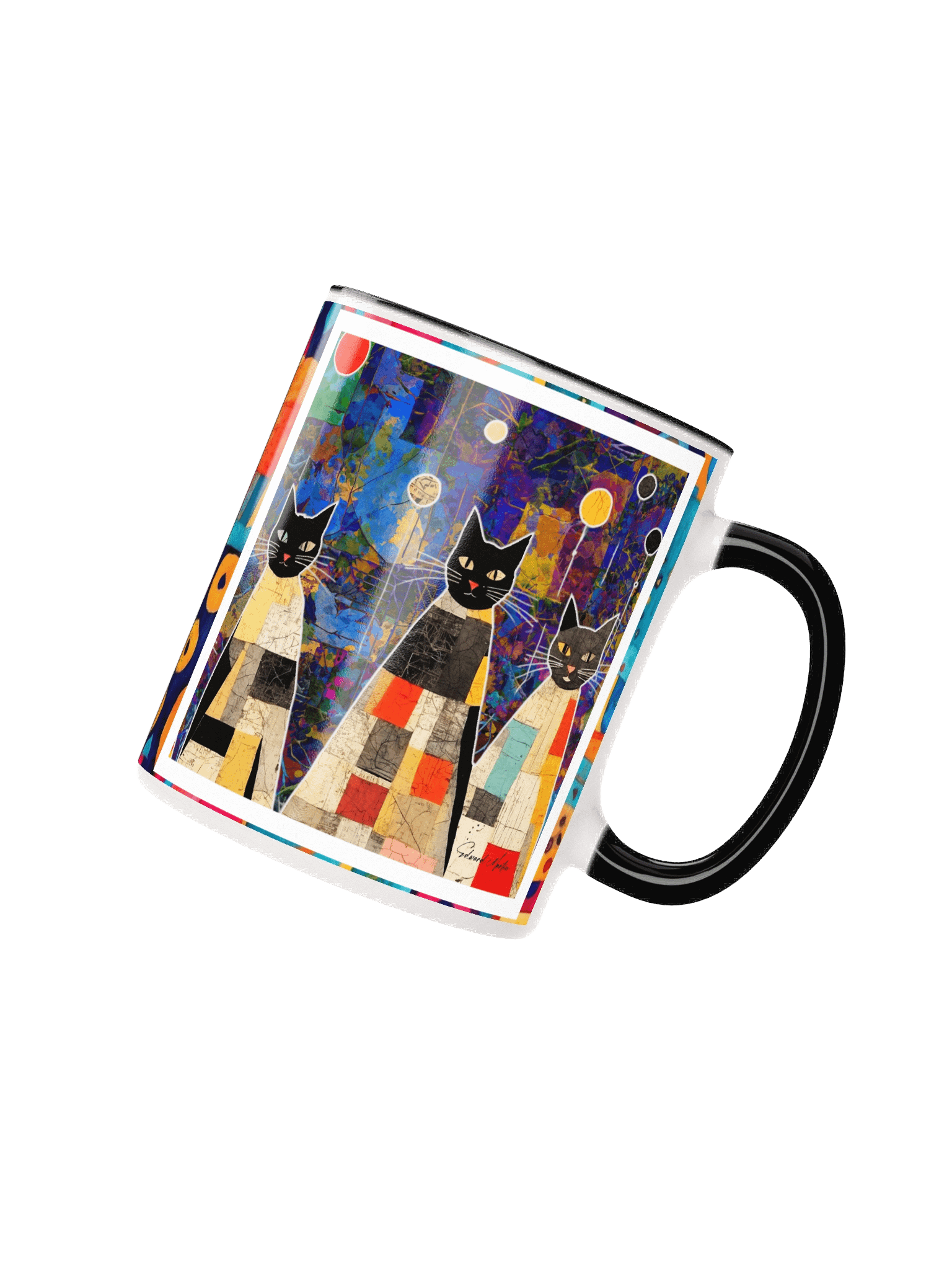 Whimsical Patchwork Cats Ceramic Mug product image (17)