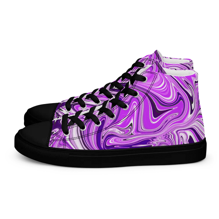 Women's High Top Canvas Shoes - Purple Digital Fluid Art product image (2)