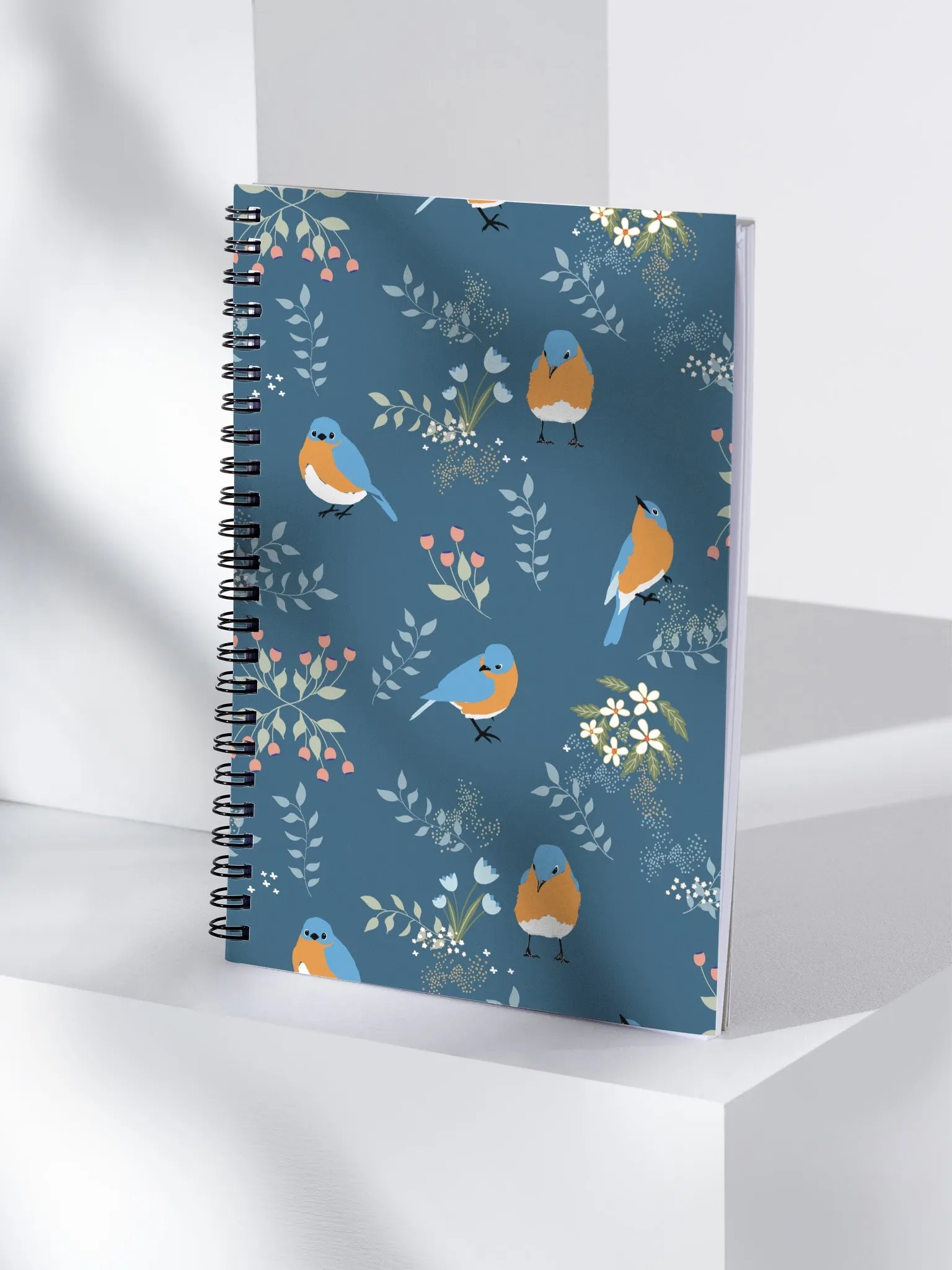 Bluebird & Flower Dot Grid Spiral Notebook product image (7)