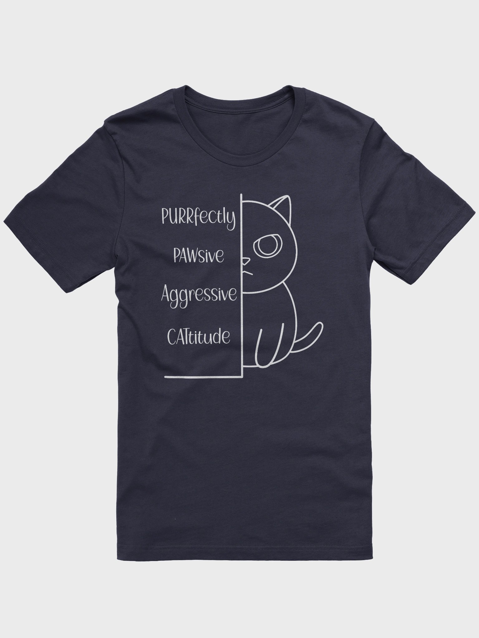 Passive Aggressive Cattitude (White Print) - Unisex Adult Super Soft Lightweight T-shirt product image (1)