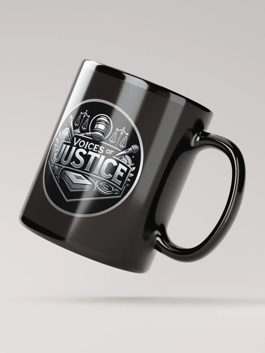 Voices of Justice Emblem Black Glossy Mug product image (2)