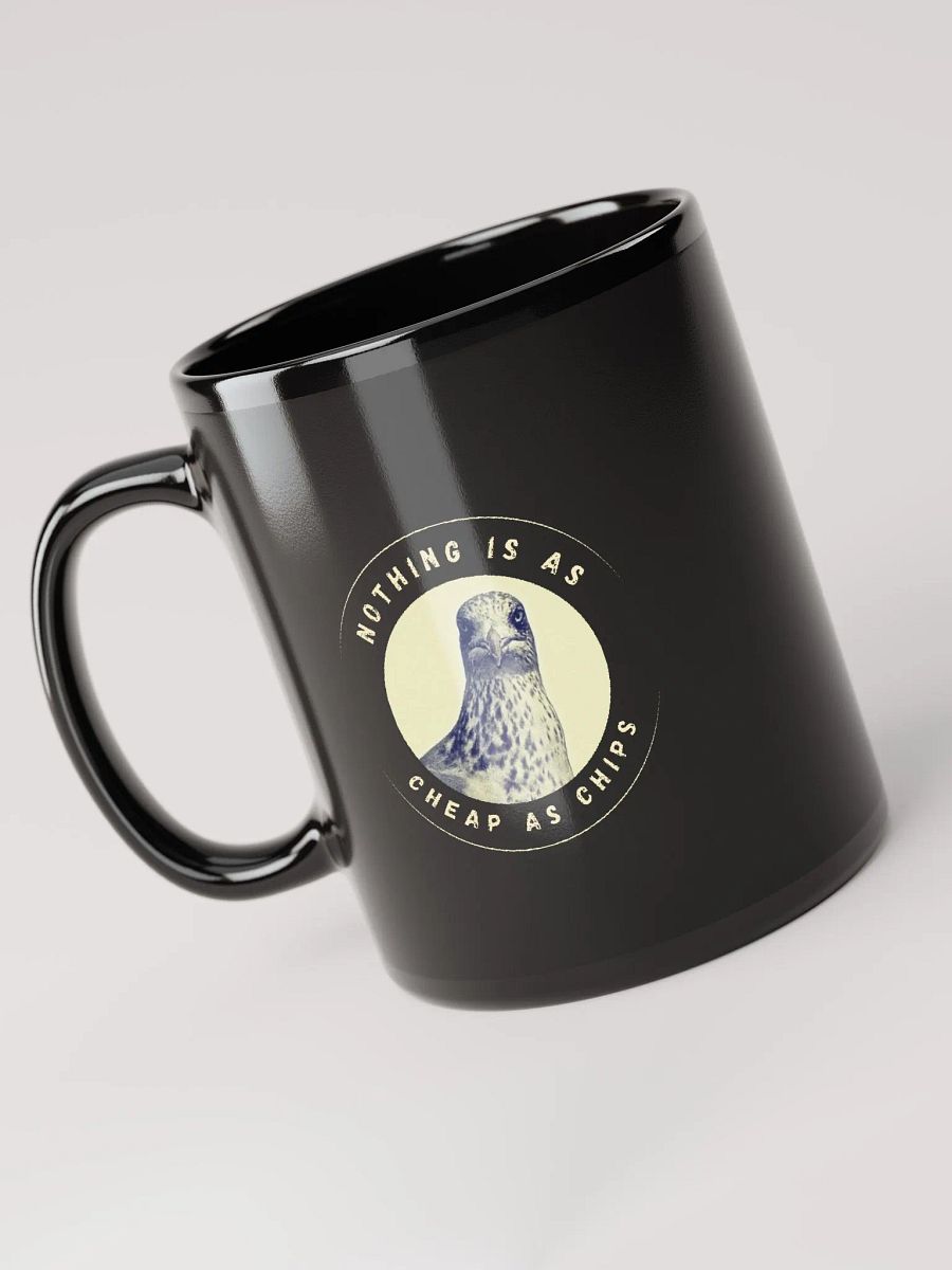 Gavin the Gull - Nothing is as Cheap as Chips Black Glossy Mug product image (5)