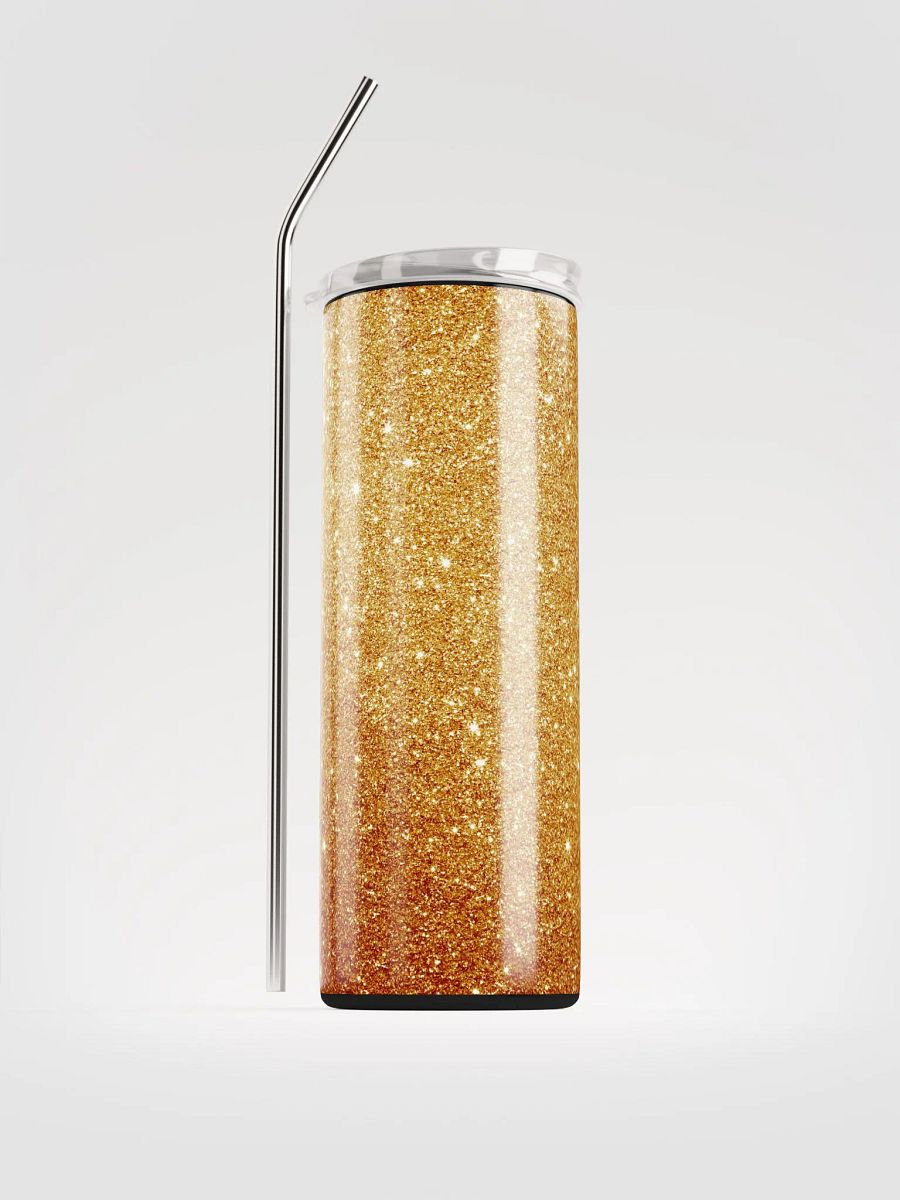 Shimmering Gold Glitter Stainless Steel Tumbler | Eco-Friendly 20oz with Reusable Straw product image (1)