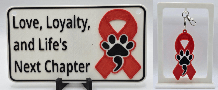 ❤️ Red Awareness Ribbon Bundle | Ribbon Sign + Keychain product image (1)