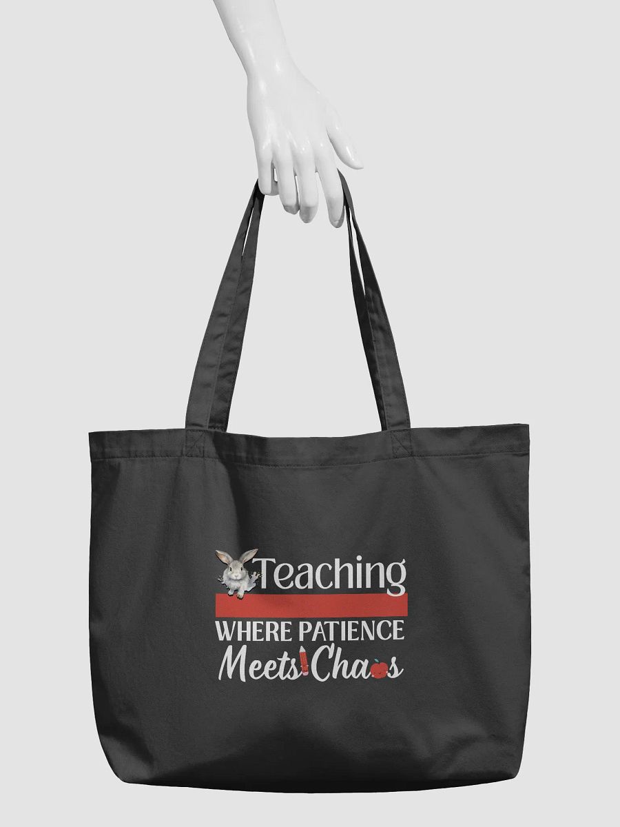 Bunny Teaching Where Patience Meets Chaos, Teacher Eco Tote Bag product image (3)