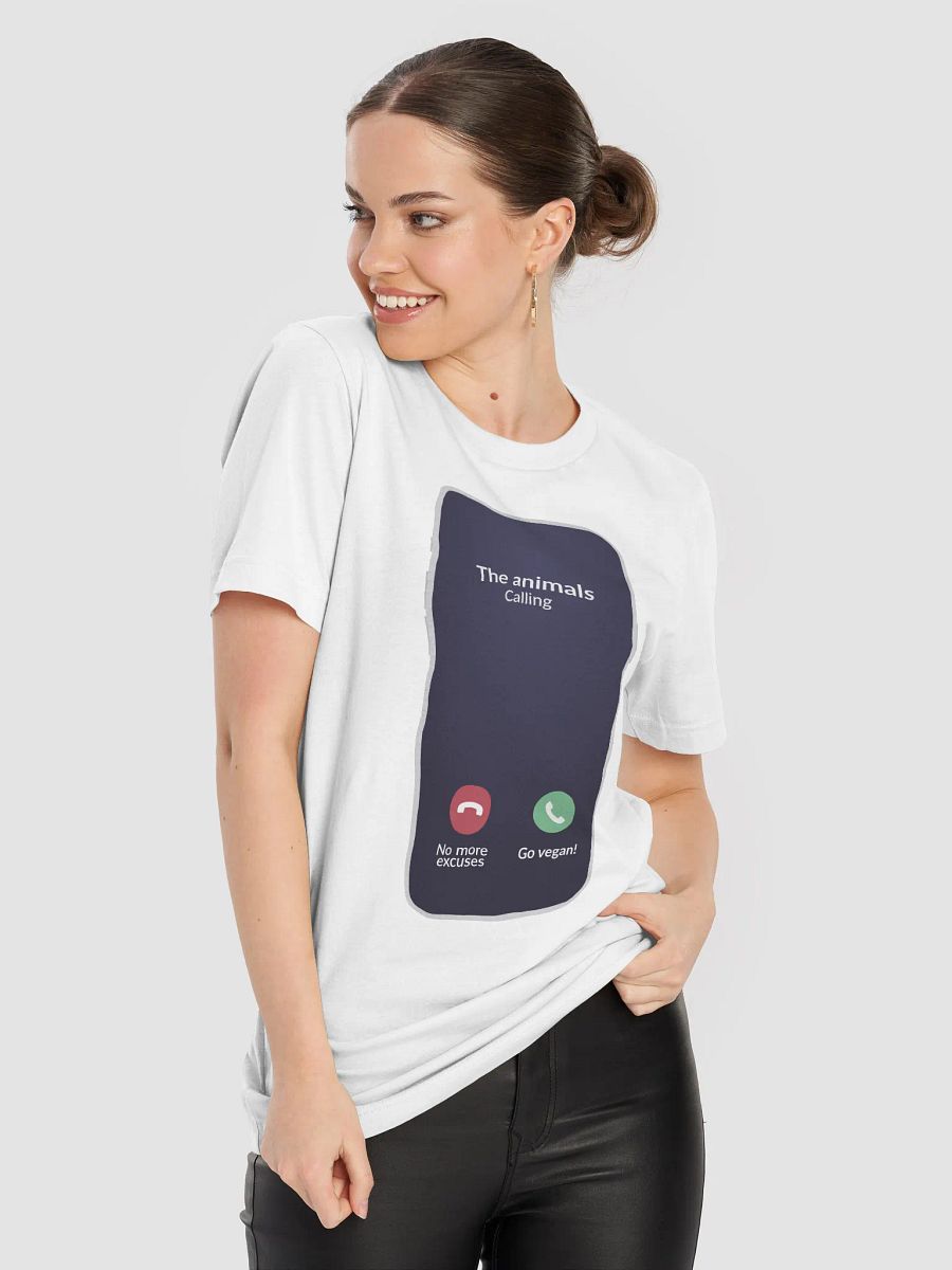 “The Animals Calling - Go Vegan” Unisex White T-Shirt product image (6)
