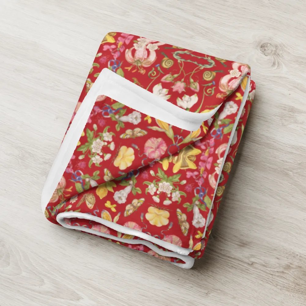 Exotic Blooming Floral Butterfly Red Throw Blanket product image (6)