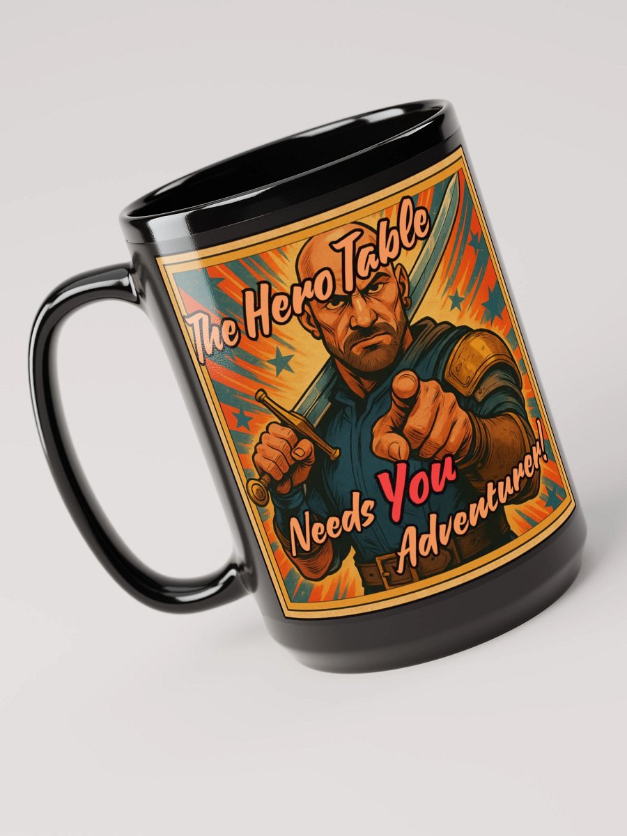 Hero's Call Black Glossy Mug product image (3)